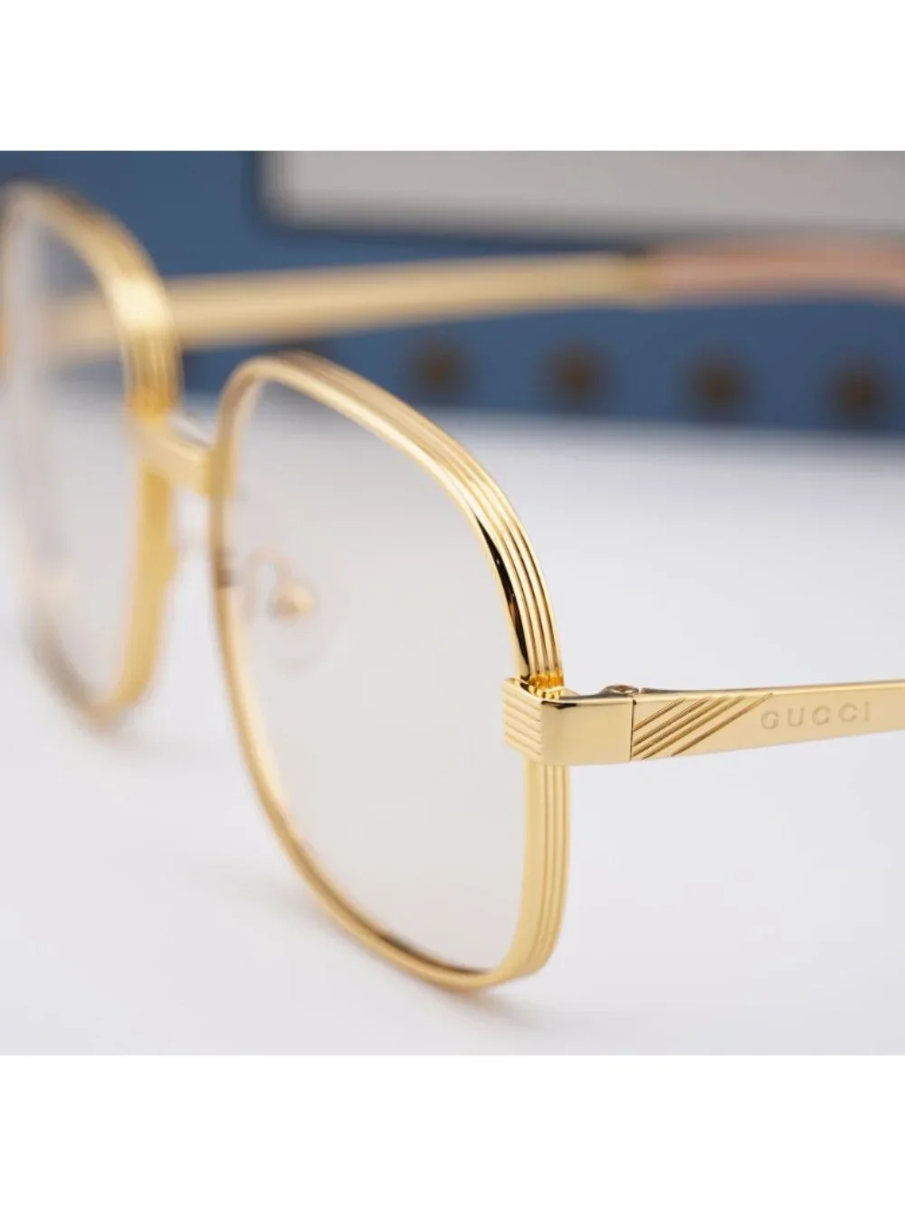 Gucci GG0788S 001 Square Sunglasses - Gold / Yellow
